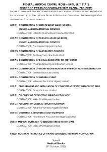 REVIEWED NOTICE OF AWARD FOR CAPITAL PROJECT 2025